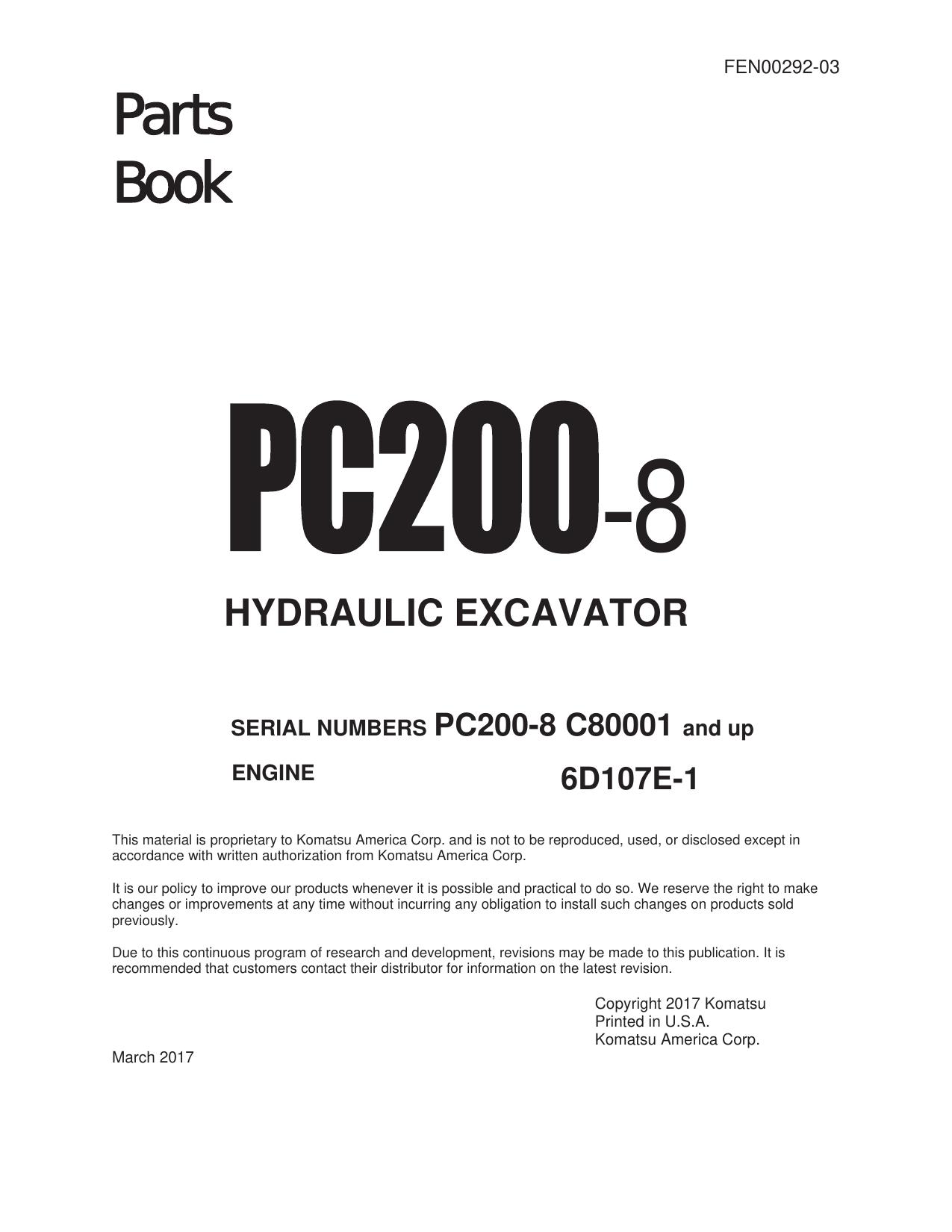 , PC200-8 PARTS MANUAL